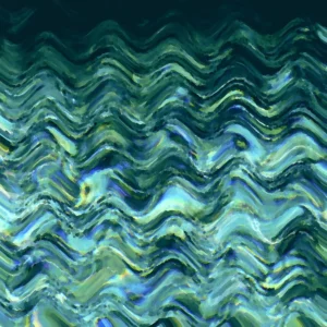A vibrant, wave-like composition of rich turquoise hues.