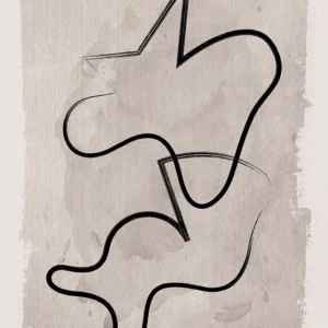 A modern abstract form inspired by calligraphy that has energy and motion.