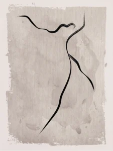 A modern abstract form inspired by calligraphy that has energy and motion.