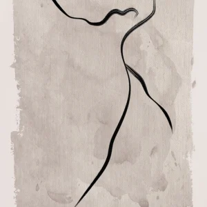 A modern abstract form inspired by calligraphy that has energy and motion.