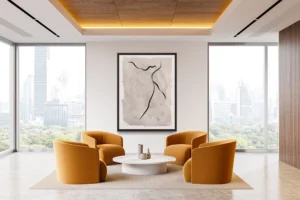 A modern abstract form inspired by calligraphy that has energy and motion.
