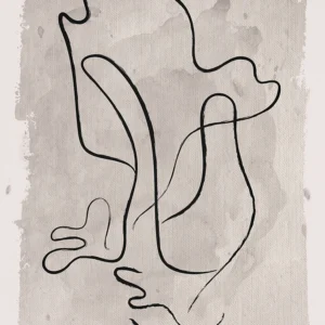 A modern abstract form inspired by calligraphy that has energy and motion.