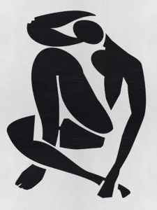 Minimalist black-and-white figure.