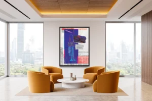 Vibrant jazz tribute blending trumpet, textures, cool tones, and musical history.