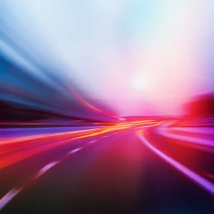 A dynamic fusion of photography and abstraction, where vivid light trails convey a sense of motion and energy.