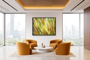 A vibrant, layered leaves and light.