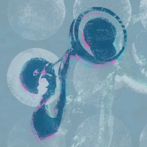Abstract figure lifting weights, rendered in bold black strokes with green highlights.