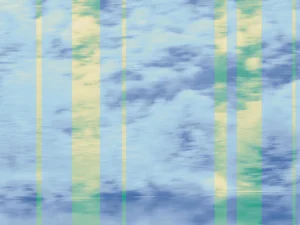 Soft blue and green abstract with vertical translucent stripes, evoking reflections of sky and light on water.