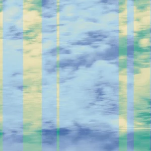 Soft blue and green abstract with vertical translucent stripes, evoking reflections of sky and light on water.