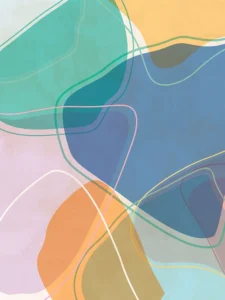 Soft, overlapping rock forms in pastel tones flow together, creating a serene and airy abstract composition.