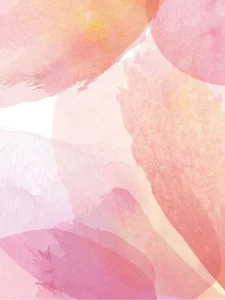 Abstract watercolor petals in soft pinks, purples, and warm golden tones.