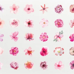 A grid-style composition featuring a gentle bouquet of blush and pink-toned flowers.