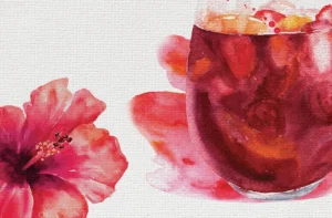 A vivid red sangria illustration that looks as refreshing as it feels.