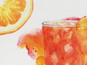 This vibrant orange Negroni offers a bold splash of visual refreshment.