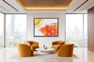 This vibrant orange Negroni offers a bold splash of visual refreshment.