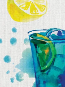 A vibrant Blue Lagoon Shooter, bursting with bright blue energy.