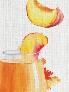 A dreamy Peach Bellini—sunny, fizzy, and effortlessly chic.