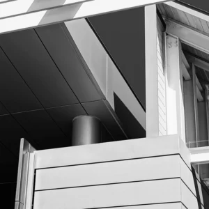 Modern architecture captured in black and white, emphasizing geometry, light, and shadow.