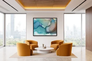 Austin, Texas–based painter Andrea Pramuk creates organic abstractions by blending paint pouring techniques with image lift and transfer, layered with delicate brushwork.