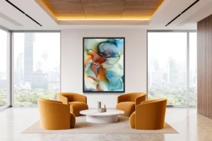 Austin, Texas–based painter Andrea Pramuk creates organic abstractions by blending paint pouring techniques with image lift and transfer, layered with delicate brushwork.