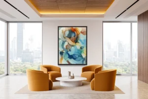 Austin, Texas–based painter Andrea Pramuk creates organic abstractions by blending paint pouring techniques with image lift and transfer, layered with delicate brushwork.