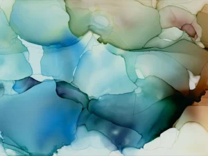 Austin, Texas–based painter Andrea Pramuk creates organic abstractions by blending paint pouring techniques with image lift and transfer, layered with delicate brushwork.