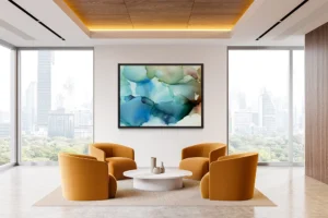 Austin, Texas–based painter Andrea Pramuk creates organic abstractions by blending paint pouring techniques with image lift and transfer, layered with delicate brushwork.
