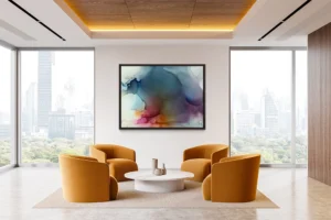 Austin, Texas–based painter Andrea Pramuk creates organic abstractions by blending paint pouring techniques with image lift and transfer, layered with delicate brushwork.