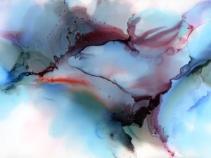 Austin, Texas–based painter Andrea Pramuk creates organic abstractions by blending paint pouring techniques with image lift and transfer, layered with delicate brushwork.