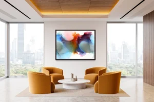 Austin, Texas–based painter Andrea Pramuk creates organic abstractions by blending paint pouring techniques with image lift and transfer, layered with delicate brushwork.