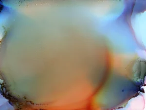 Austin, Texas–based painter Andrea Pramuk creates organic abstractions by blending paint pouring techniques with image lift and transfer, layered with delicate brushwork.