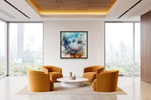 Austin, Texas–based painter Andrea Pramuk creates organic abstractions by blending paint pouring techniques with image lift and transfer, layered with delicate brushwork.