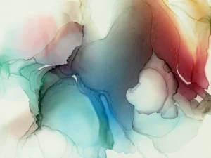 Austin, Texas–based painter Andrea Pramuk creates organic abstractions by blending paint pouring techniques with image lift and transfer, layered with delicate brushwork.