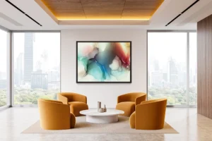 Austin, Texas–based painter Andrea Pramuk creates organic abstractions by blending paint pouring techniques with image lift and transfer, layered with delicate brushwork.