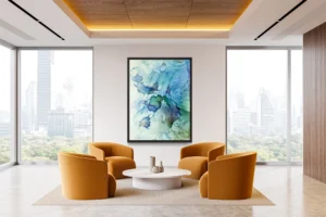 Austin, Texas–based painter Andrea Pramuk creates organic abstractions by blending paint pouring techniques with image lift and transfer, layered with delicate brushwork.