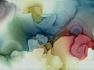 Austin, Texas–based painter Andrea Pramuk creates organic abstractions by blending paint pouring techniques with image lift and transfer, layered with delicate brushwork.