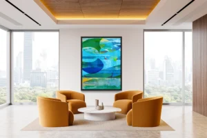 Geometric shapes and layered colors form a dynamic interplay of abstract landscapes.