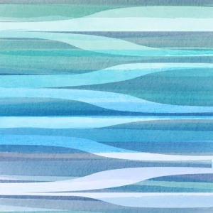 Soft horizontal bands in cool hues create a gentle, flowing abstract rhythm.