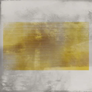 Radiant golden tones drift through translucent layers, blending warmth with ethereal textured depth.