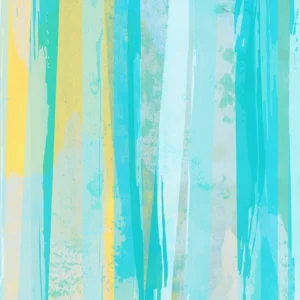 Soft vertical streaks in teal and yellow blend with textured translucent layers.