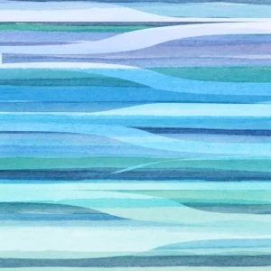 Flowing watercolor layers in serene blues create rhythm, depth, and tranquil harmony.