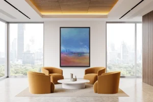 Soft watercolor sky meets earthy plains, blending serenity with boundless, dreamy space.