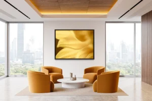 Golden petals flow in soft curves, capturing warmth and light in motion.