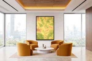 Intricate leaf veins form a mosaic of golden, green, and amber hues.