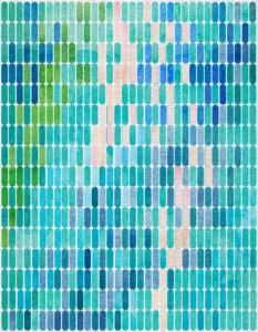 Pink, green and blue elongated tiles vie for space in this enthralling match.