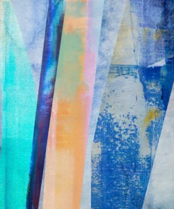 Lines of textured blue and orange cut through each other for attention.