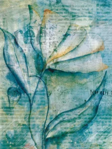 Weathered blue-green leaves unfold softly, layered with texture and timeworn depth.