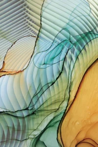 Resonant textures expand in perpetual cascading waves with faint blue and orange exposure.