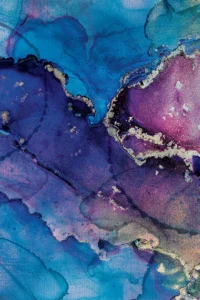 Gold, pinks and purples roil and churn like a beating heart within cerulean pools.