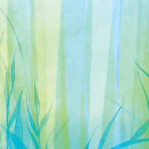 Mellow ferns and tall weeds trail through rays of warm light.